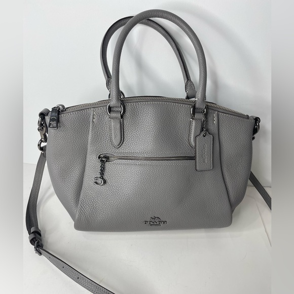 Coach Elise Pebble Leather Purse Gray Handbag Gunmetal Hardware EUC! Satchel - Picture 1 of 15